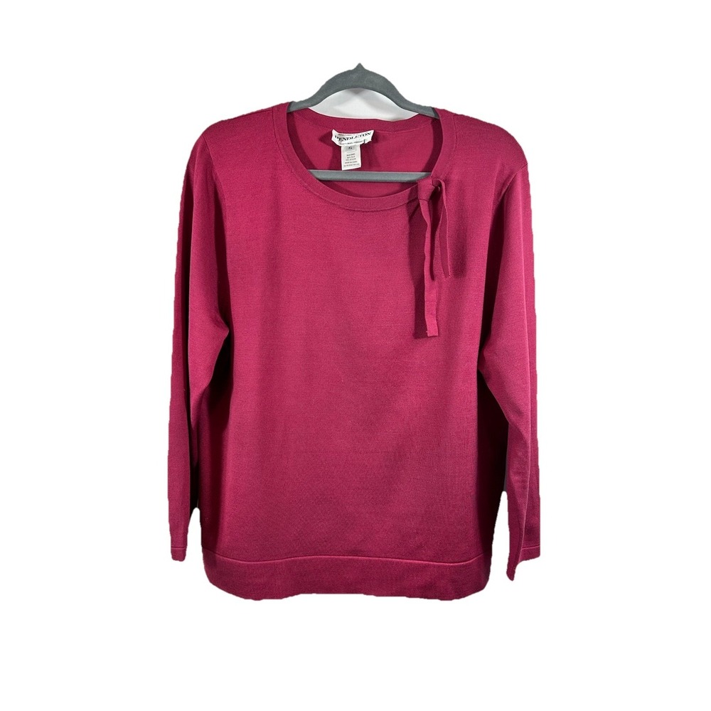 Pendleton Silk Blend Sweater XL Magenta Pink Tie Neck Minimalist Quiet Luxury‎